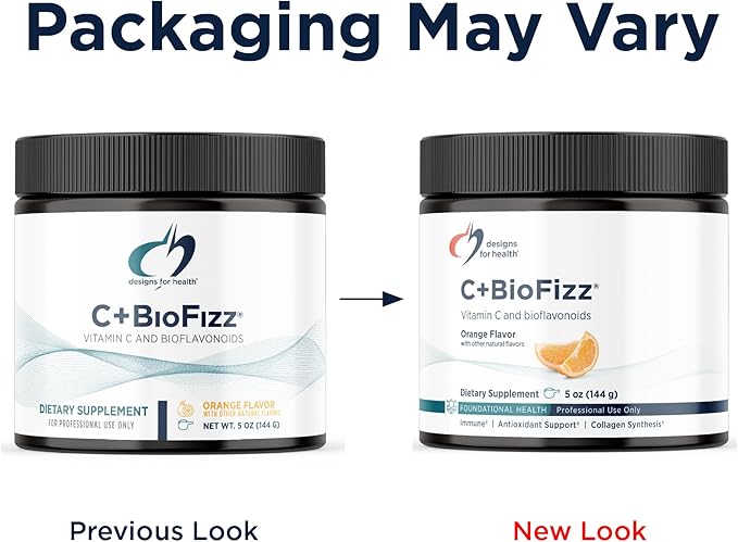 Designs for Health C+BioFizz Fizzy Vitamin C Drink Powder High Potency Powder with Bioflavonoids - Immune + Antioxidant Support - Vegan (36 Servings / 144g)