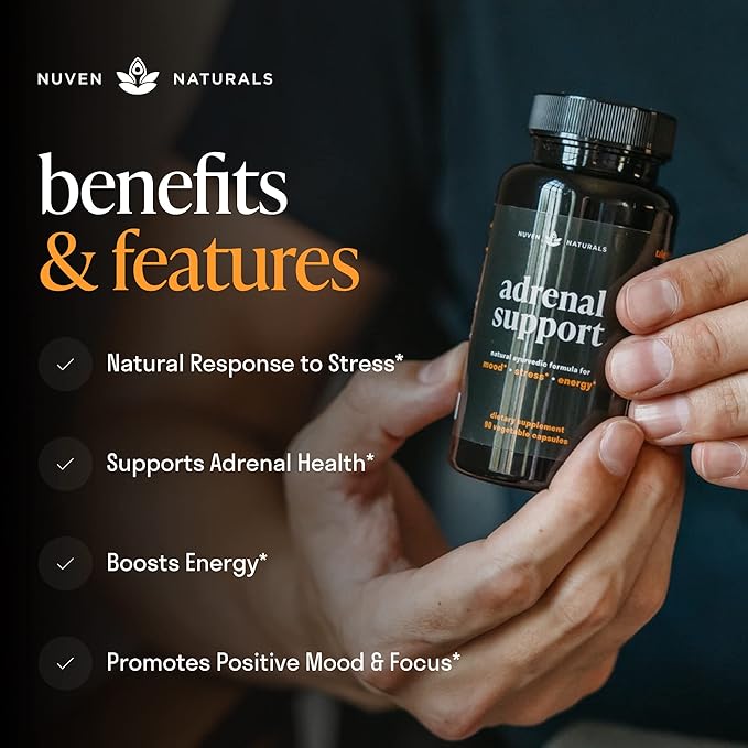 Adrenal Support - Cortisol Manager &amp Adrenal Support Supplements with Ashwagandha Extract Rhodiola Rosea Holy Basil to Help Stress Fatigue &amp Energy | Adaptogens | 90 Capsules