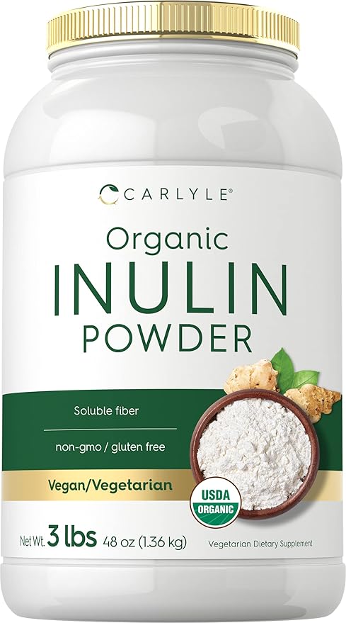 Carlyle Organic Inulin Powder 48oz | Prebiotic Fiber from Jerusalem Artichoke | Vegan Vegetarian Non-GMO &amp Gluten Free Supplement