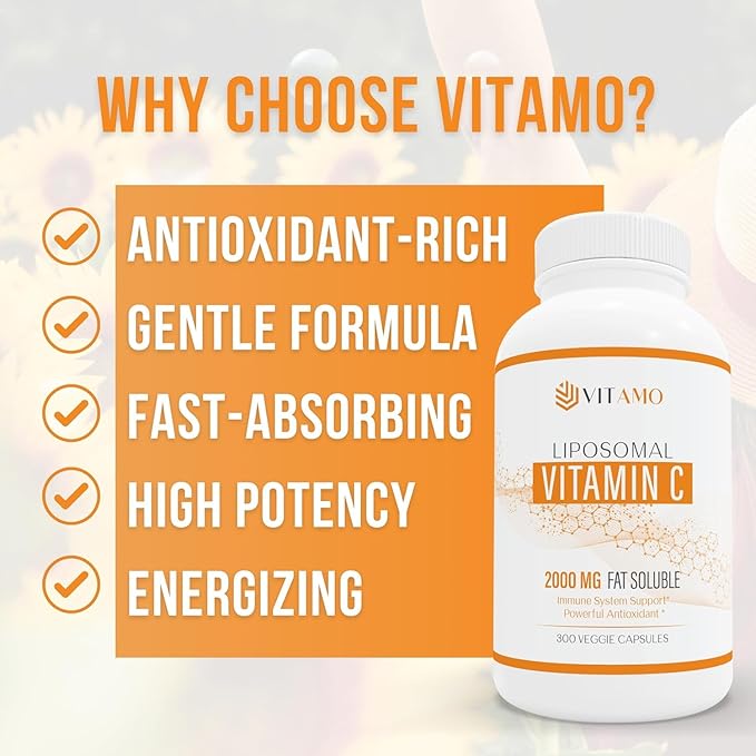 Liposomal Vitamin C 2000mg | Superior Delivery System | 300 Capsules Immune Support &amp Collagen Booster | High Absorption Ascorbic Acid High Dose Vitamin c Zero Soy 100% Non–GMO