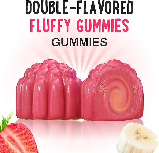 OH MY CHEWY Double-Flavored Vitamin D3 K2 &amp Calcium Fluffy Gummies - Supplement for Healthy Teeth Bone &amp Energy - 5000 IU D3 120 mcg K2(MK-7) 120 mg CA - Vegan &amp Non-GMO - 60 Count