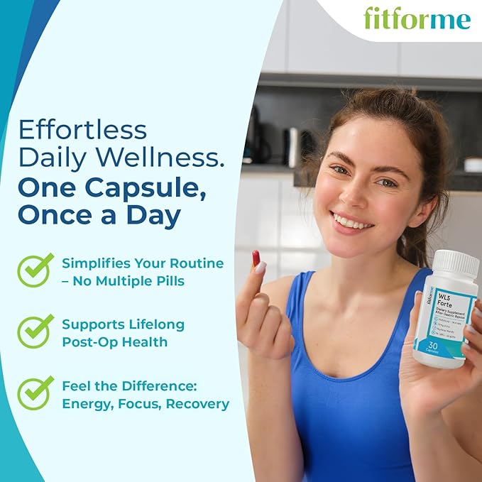 FitForMe Bariatric Multivitamin with Iron Tailored for Gastric Bypass Surgery – One-a-Day Capsule 30-Day Supply Easy-to-Swallow WLS Forte Capsule Scientifically Formulated – for Men &amp Women
