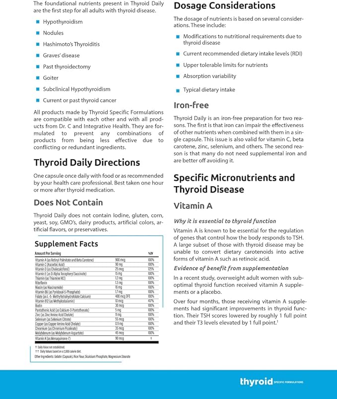 Thyroid Daily - The First Nutrient Complete Multi Designed for Optimal Thyroid Health. Thyroid Daily is Iodine Free w/ 19 Thyroid Daily Essential Nutrients for Thyroid Support.
