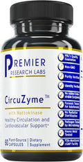 Premier Research Labs CircuZyme - Blood Circulation Supplements Supporting Blood Flow &amp Vascular Support Featuring Diosmin Cayenne &amp Nattokinase for Men and Women - 60 Vegetarian Capsules