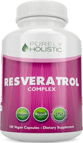 Purely Holistic Resveratrol 1450mg 90 Servings Trans-Resveratrol Antioxidant Supplement with Vitamin C and Polyphenol Complex 180 Vegan Capsules