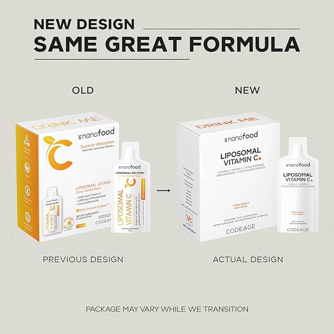 Codeage Liposomal Vitamin C Liquid 1000mg Vitamin C 4000mg Essential Phospholipids Supplement For Daily Immune Support Liposomes For Absorption Citrus Bioflavonoids Vitamin E Non-GMO 32 Pouches