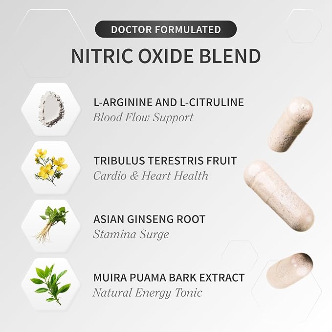 Snap Supplements Nitric Oxide Booster + L Arginine Capsules Bundle 90 + 60 Vegetarian Capsules