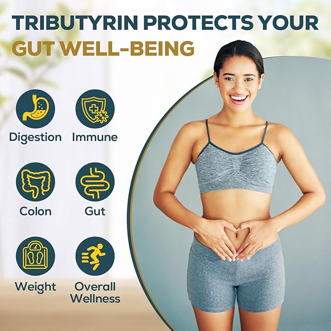 Tributyrin Supplement for Gut &amp Immune 800mg | High Bioavailability with Microencapsulated Probiotics &amp Prebiotics - Advanced Liquid-Filled Tributyrin Complex Gluten Free 180 Capsules