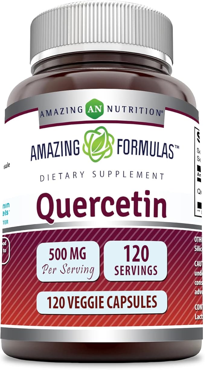 Amazing Formulas Quercetin 500mg 120 Veggie Capsules Supplement - Non-GMO - Gluten Free - Supports Overall Health &amp Well Being