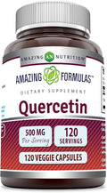 Amazing Formulas Quercetin 500mg 120 Veggie Capsules Supplement - Non-GMO - Gluten Free - Supports Overall Health &amp Well Being