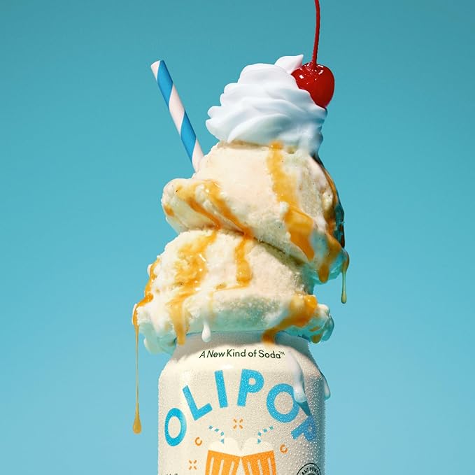 OLIPOP Prebiotic Soda Pop Cream Soda A New Kind of Soda Packed with Prebiotics Fiber and Botanicals Gluten Free GMO Free 12oz (12-Cans)