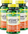 Unique Bundle Store Cod Liver Oil Plus Vitamins A &amp D3 100 Softgels - Dietary Supplement (Pack of 3)