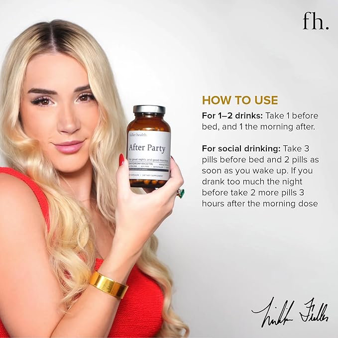 Fuller Health After Party DHM Dihydromyricetin Supplement | Supports Liver Metabolism Energy Levels Post-Celebration Relief | Feel Refreshed 650mg Per Pill | 3 Bottles 72 Servings