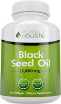 Purely Holistic Black Seed Oil Capsules 1400mg 180 Softgels 3 Month Supply - Cold Pressed Nigella Sativa Rich in Omega 6 9 &amp TQ Black Cumin Seed Oil Immune Support Joints and Digestion