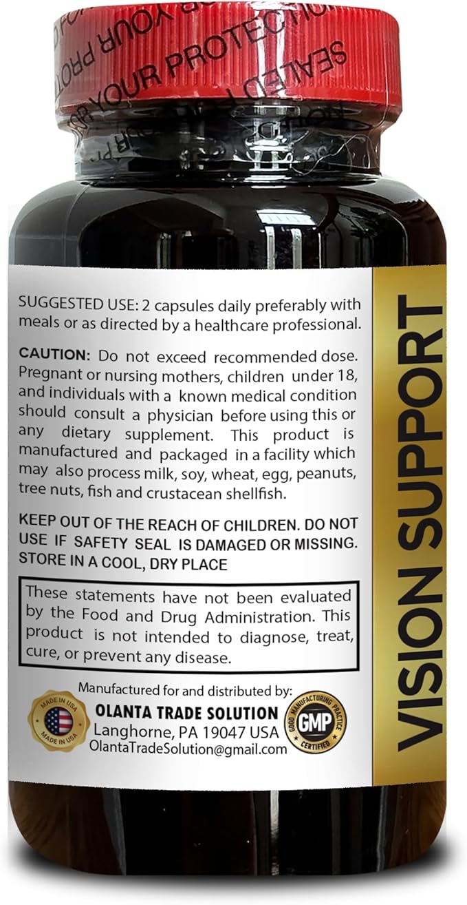 Vision Support - Senior Vision Care Complex Lutein Complex Vitamin a Supplement Advanced Vision Formula with Lutein - 2 Bottles 120 Capsules