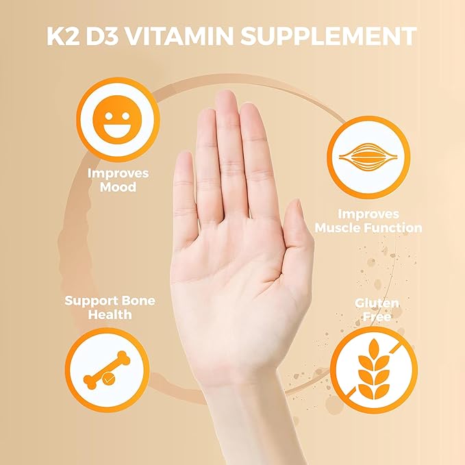 Vitamin D3 K2 Maximum Strength Topical Gel - 15000+ IU Per Pump - The Sunshine Vitamin - Supports Bone &amp Joint Health Immune Support - One Month Supply