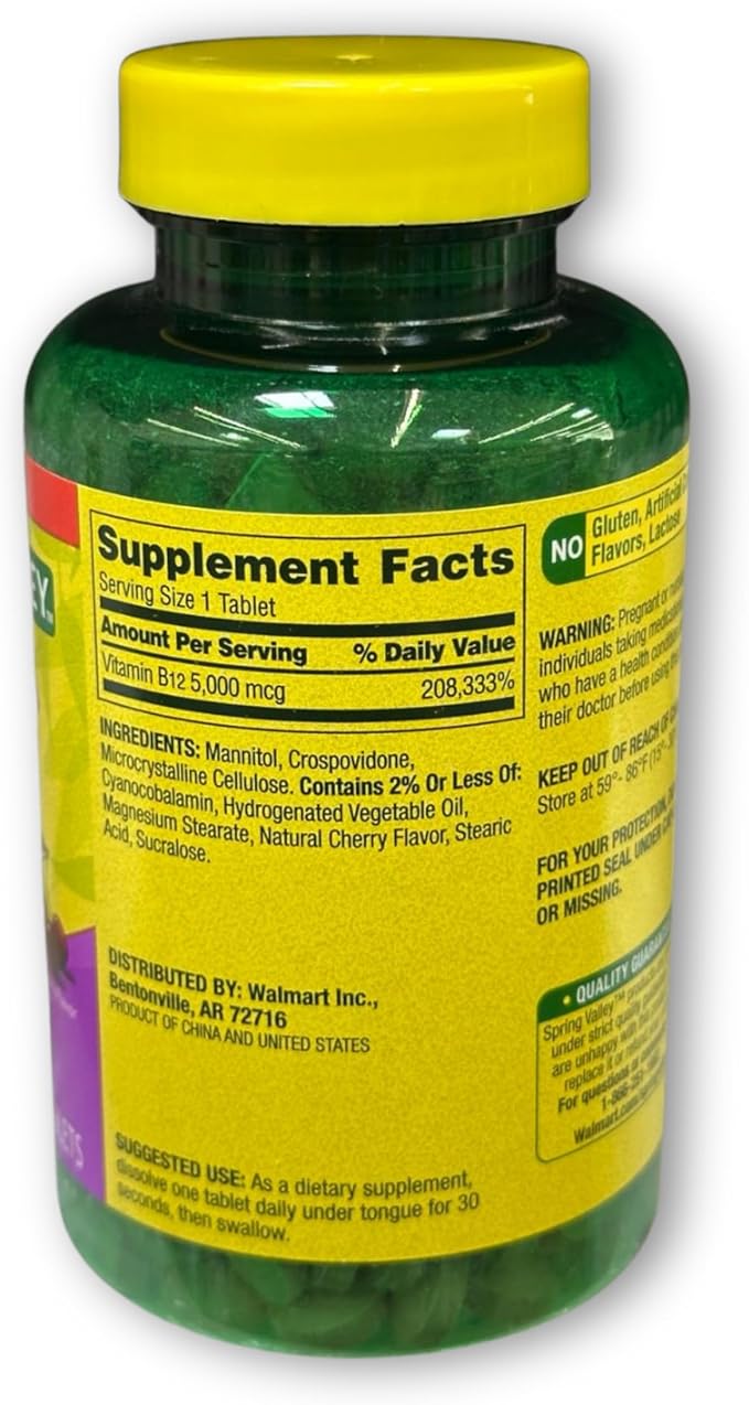 B12 Vitamins 5000mcg- Methylcobalamin Extra Strength Fast Dissolve Tablets Cherry Flavor 300 ct (Pack of 1) Boxed by Fusion Shop Store