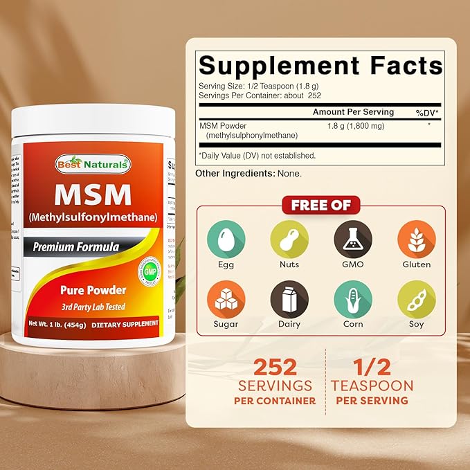 Best Naturals 100% Pure MSM Powder 1Lb (Pack of 3)