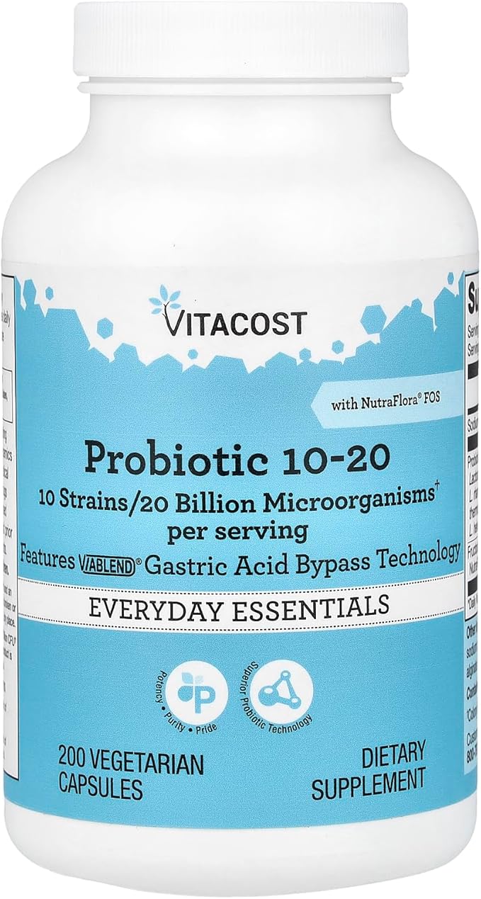 Vitacost Probiotic 10-20 with NutraFlora® FOS 200 Vegetarian Capsules