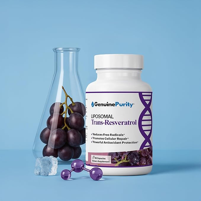 Liposomal Trans Resveratrol 500mg 60 Vegan Capsules to Support Cellular Health Antioxidant Activity &amp Overall Wellness - Non-GMO Trans Resveratrol Supplement for Daily Vitality