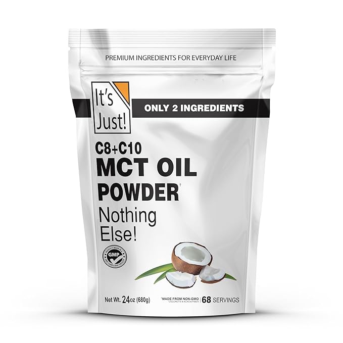 It's Just! MCT Oil Powder With Prebiotic Fiber - Keto Non-GMO C8 C10 Coffee Creamer - 24 oz