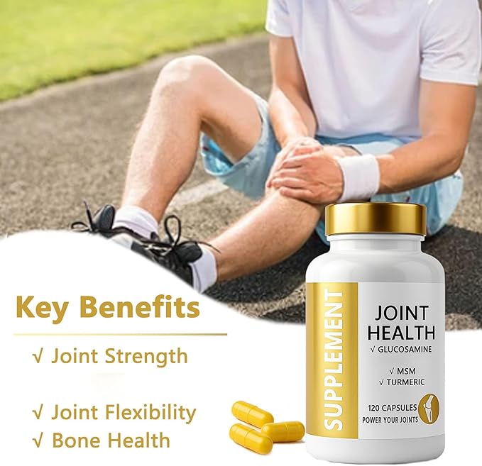 Joint Health Supplement with Glucosamine MSM Turmeric &amp Boswellia Relief Support for Back Knees Hands | Women &amp Men - 120 Capsules