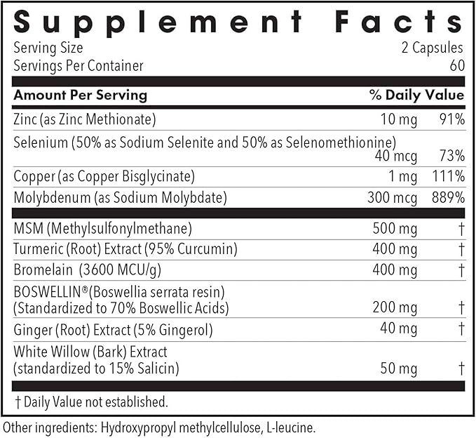 Allergy Research Group InflaMed - Connective Tissue &amp Joint Support Supplement - Synergistic Herbal &amp Enzyme Complex - Includes MSM Turmeric Boswellia &amp Bromelain - 60 Servings - 120 Cap