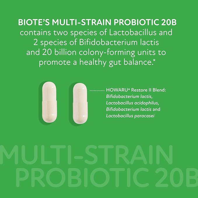 Biote Nutraceuticals - Multi-Strain PROBIOTIC 20B - Gut + Digestive (30 Capsules)