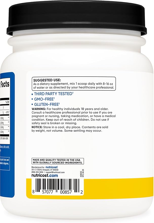 Nutricost BCAA Powder (Pineapple 90 Servings) - Optimal 2:1:1 Ratio