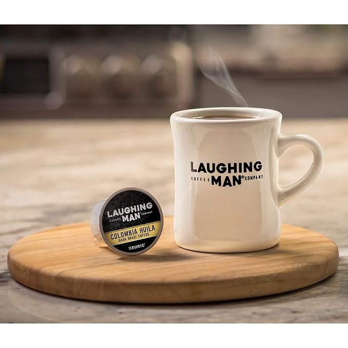 Laughing Man Colombia Huila Coffee Keurig Single Serve K-Cup Pods Dark Roast 88 Count (4 Packs of 22)