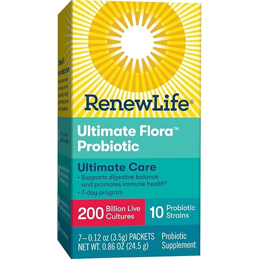 Renew Life Adult Probiotic - Ultimate Flora Probiotic Extra Care Probiotic Supplement - 200 billion - 7 Day Program 7 Packets (Packaging May Vary)