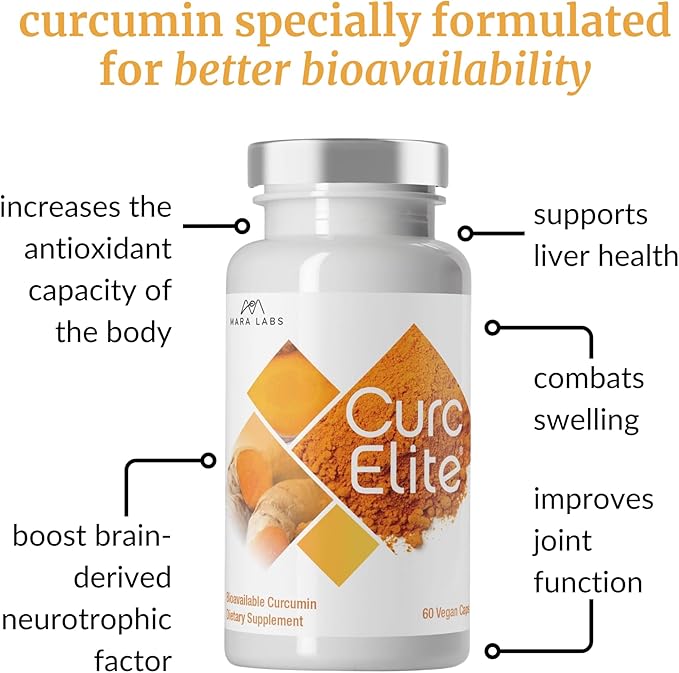 Mara Labs CurcElite Curcumin | Turmeric Extract 95% Curcuminoids | Vegan No Fillers and Non-GMO | 60 Vegan Capsules