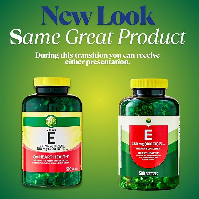 KP+ Vitamin E 180 mg (400 IU) | Heart &amp Immune Health | 500 Softgels | Gluten Free Dietary Supplement