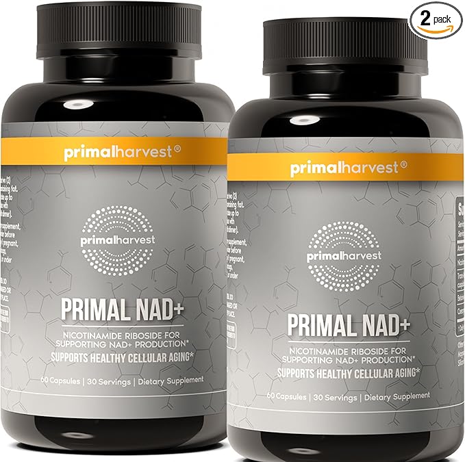 Primal Harvest NAD+ Supplement: Nicotinamide Riboside Trans-Resveratrol Betaine CoQ10 NAD Supplements for Cellular Health Energy and Mitochondrial Support