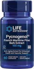 Life Extension Pycnogenol – French Maritime Pine Bark Extract – Scientifically Studied Healthy Aging &amp Vascular Health Supplement – Non-GMO Gluten-Free Vegetarian – 60 Capsules
