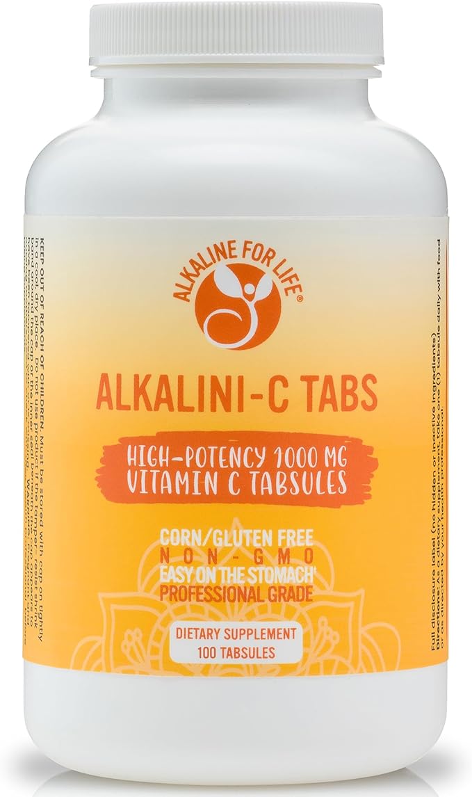 Alkaline for Life Alkalini-C Tabs 1000 mg Buffered L-Ascorbate Vitamin C Corn-Free Gluten-Free Non-GMO Easy-on-Stomach Tabsules Professional Grade 100 Count