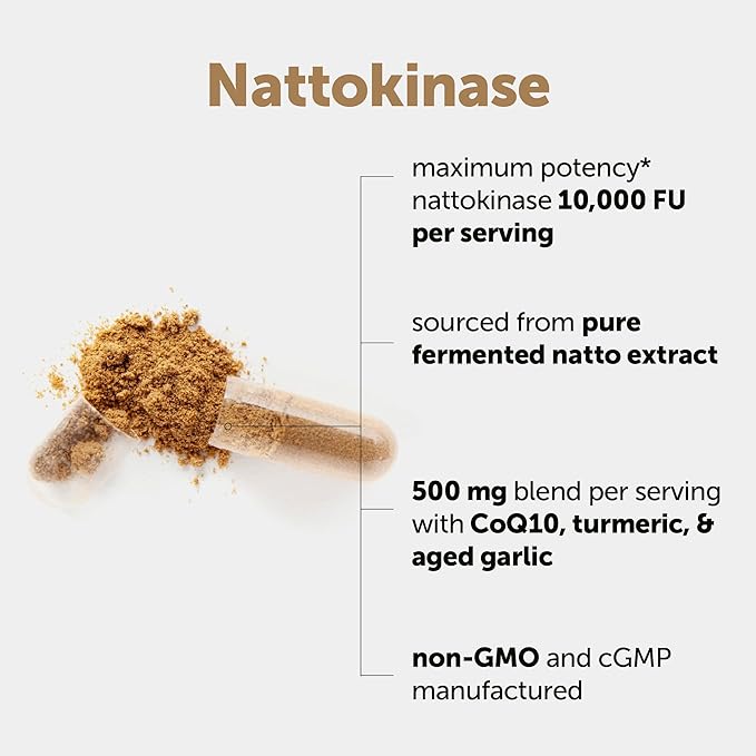 Micro Ingredients Nattokinase 10000 FU Per Serving (Natural Natto Extract) 240 Vegetarian Capsules | with CoQ10 Turmeric Aged Garlic &amp Pine Bark Extract | Non-GMO Lab Tested cGMP Manufacture