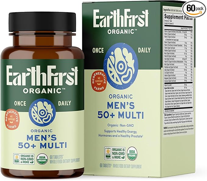 Once Daily Multivitamin for Men 50+ 19 Vitamins from Herbs &amp Superfoods Supports Prostate Health Energy Levels and Strong Bones 60 Count