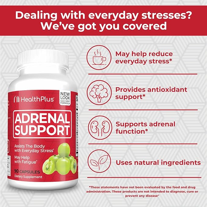 Health Plus Adrenal Cleanse Ashwagandha Capsules for Adrenal Function and Antioxidant Support and Stress Relief 90 Capsules