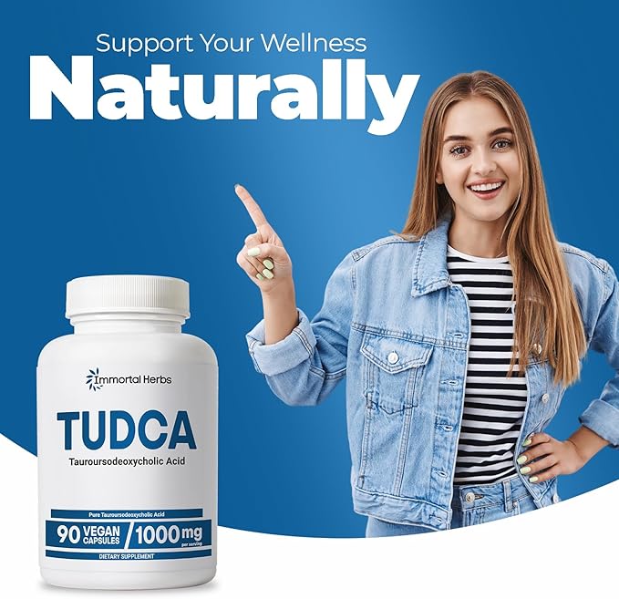 TUDCA Supplement 1000mg Tauroursodeoxycholic Acid Bile Salts 90 Vegan Capsules Non-GMO &amp Gluten Free Formula TUDCA Powder Capsules