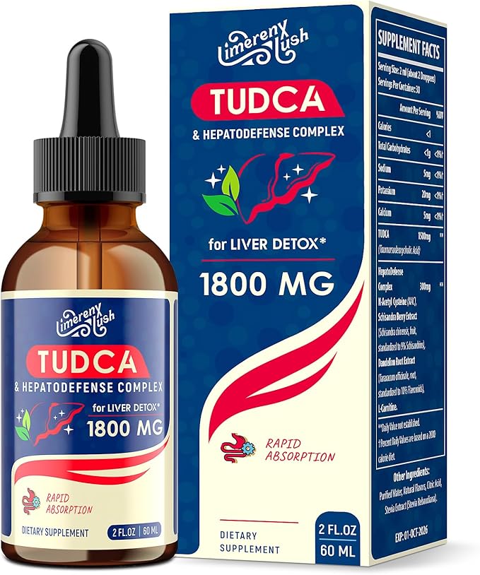 TUDCA Liver Support Drops 1800mg - Powerful Liver Supplement with Bile Salts NAC Schisandra and Dandelion Liver Detox &amp Repair - Fast-Absorbing Sugar-Free Alcohol-Free – 2 Fl.Oz