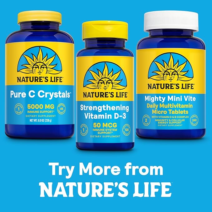 Nature's Life Pure Vitamin C Crystals - 5000mg VIT C - Antioxidant and Immune Support Supplement Cardiovascular Support - Easy-to-Take Vitamin C Powder Crystals - 60-Day Guarantee 45 Servings 8oz