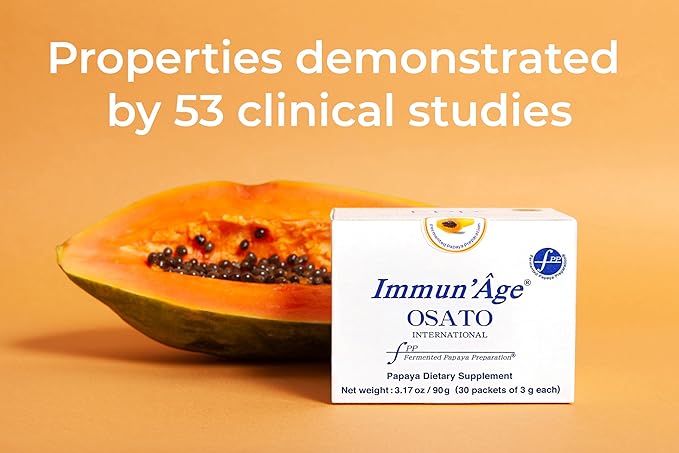 IMMUN'ÂGE - Anti Aging Supplement - NRF2 activator - Immune Support - Antioxidant - Cellular Energy Booster - Skin Aging Protection - 100% Japanese Fermented Papaya - Powder - 30 Packets x 3 Grams
