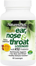 NaturesPlus Adult's Ear Nose Throat Lozenges with K12 Probiotics - 60 Lozenges - Natural Tropical Cherry Berry Flavor - Immune Function &amp Upper Respiratory Support - Gluten Free - 30 Servings
