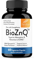 Sandhu's Zinc Supplement with Ionophores| Quercetin &amp Green Tea Extract for Superior Absorption and High Potency| 800mg Vegetarian Capsules 60 Count (Pack of 1)| Immune Support for Men &amp Women
