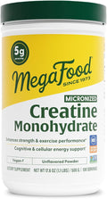 MegaFood Micronized Creatine Monohydrate Powder - Unflavored Post &amp Pre Workout Powder for Men &amp Women - Cognitive &amp Exercise Performance Support - NSF Certified for Sport- 500 Grams 100
