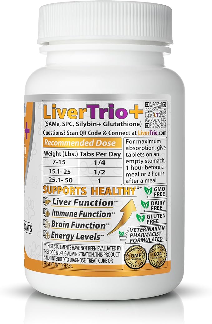 Comprehensive Liver Support Supplement for Smaller Dogs. Flavorful Chewable Tablets Combining Same SPC Silybin A+B + Glutathione 30Ct (Small - Medium)