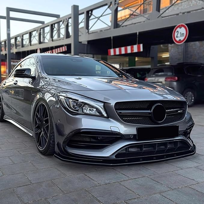 Front Bumper Splitter Lip Kit For Benz CLA C117 CLA200 CLA45 AMG 2016-2019 Black