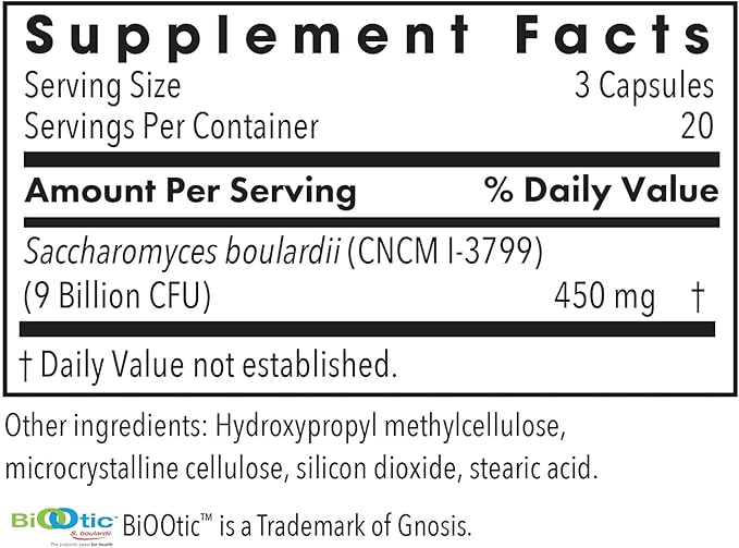 Allergy Research Group Essential-Biotic Saccharomyces Boulardii 450mg Probiotic Supplement - S. Boulardii Probiotic Yeast Friendly Bacteria Establishment GI Tract Support - 60 Count