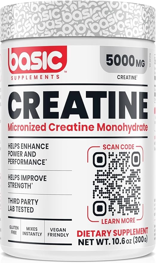 Micronized Creatine Monohydrate 5000mg per Serving Helps Enhance Power and Performance Helps Improve Strength Third Party Lab Tested Instant-Mix Gluten Free Vegan Friendly